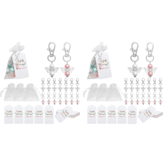 60Pcs Guardian Angel Keychain Baby Baptism Shower Wedding Souvenir Guest Gift Decoration Party Christmas Decor