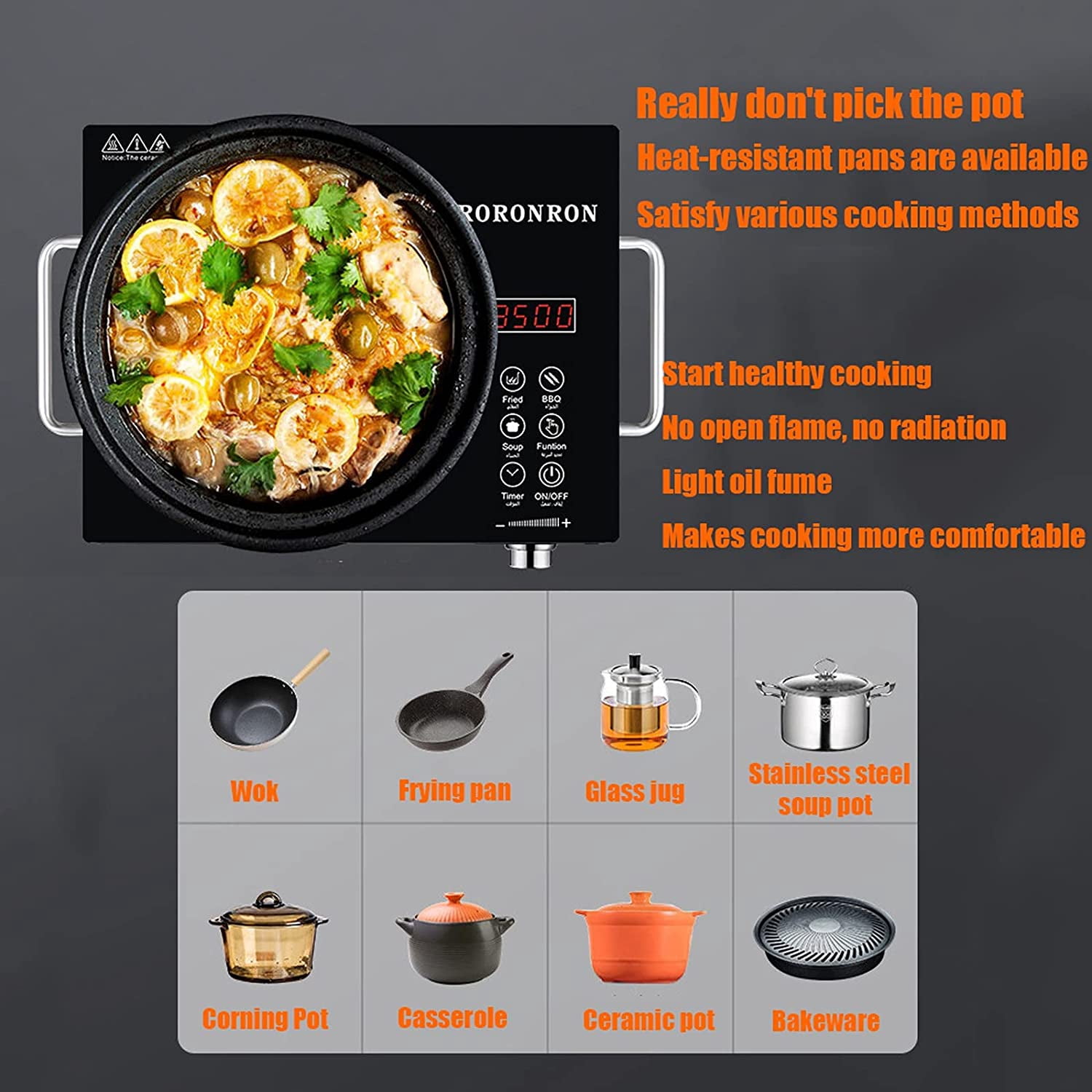 Wobythan Portable Induction Cooktop, 3500W Hot Pot Countertop Burner, Electric Stove Range Cooktop Touch Sensor Control with Rotary Switch