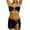 Black, variant on Women Solid Color Bikini Set With Gold Music Note Accessories 3PCS Swimwear Tropical Swim Wear Honeymoon Cruise Trendy Wear