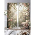 thumbnail image 3 of Pink Rose Spring Floral Sheer Curtains 84 Inch Length 2 Panels Set, Summer Roses Flowers Farmhouse Voile Window Treatment Rod Pocket Curtains Sheers Drapes for Bedroom/Living Room/Kitchen 52"x84"x2, 3 of 7