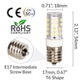 thumbnail image 2 of Simba Lighting LED T6 4W 40W Equivalent Bulbs 120V E17 6000K Daylight 2-Pack, 2 of 12