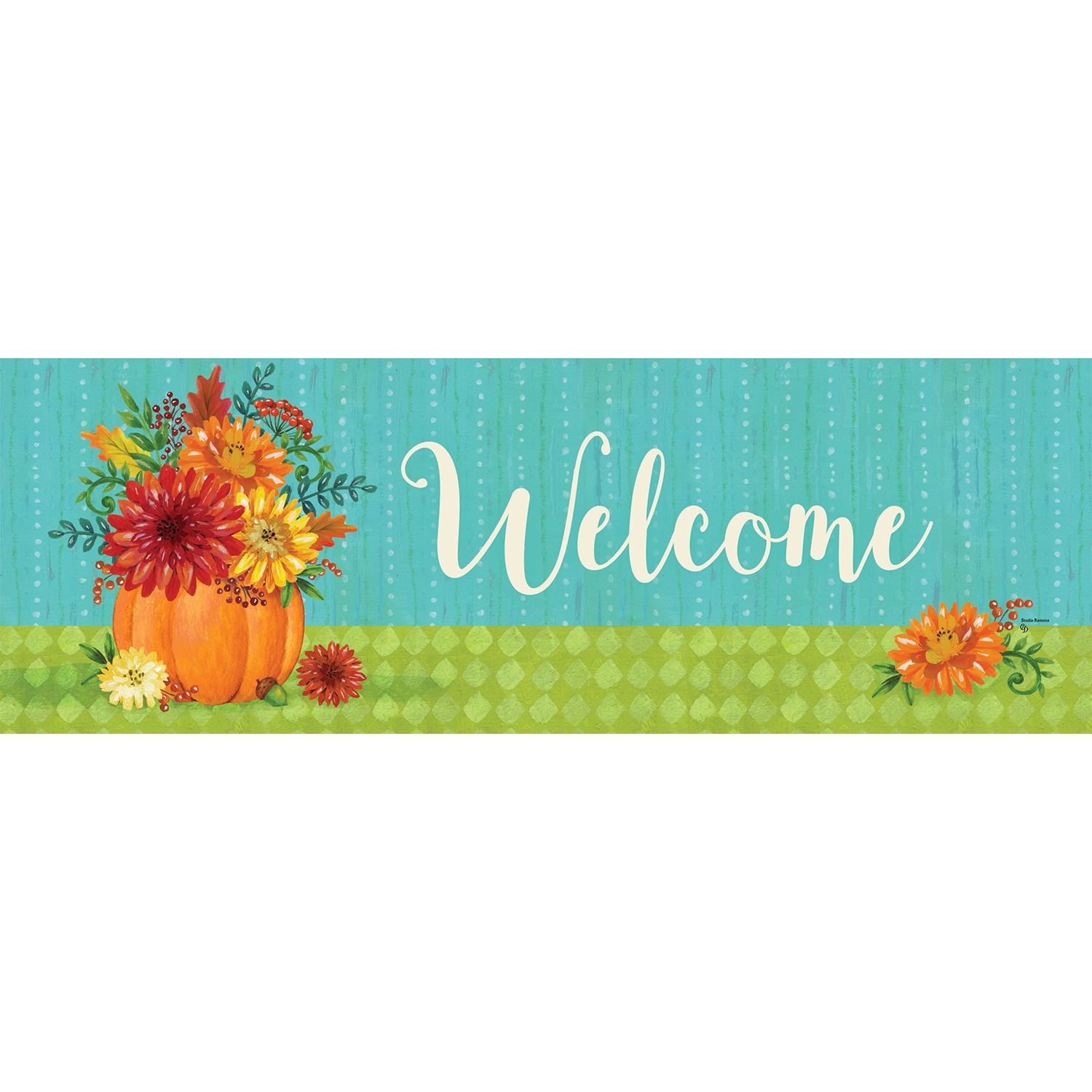 Custom Decor Signature Sign Pumpkins & Mums