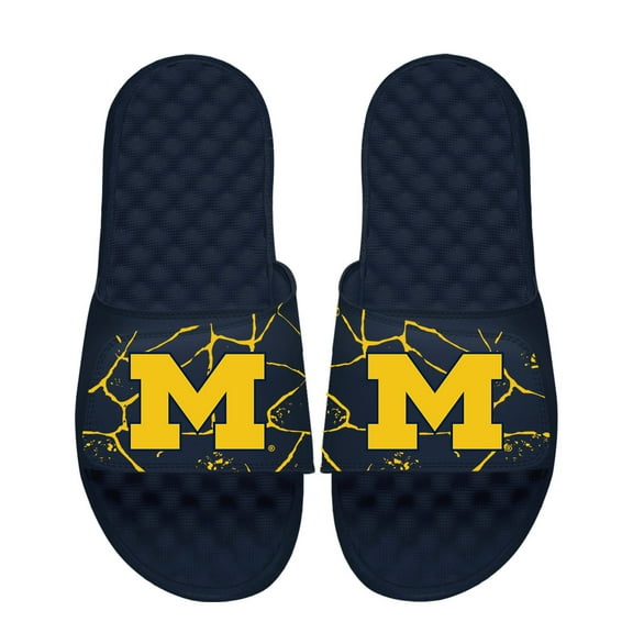 Unisex ISlide Navy Michigan Wolverines Shattered Slide Sandals
