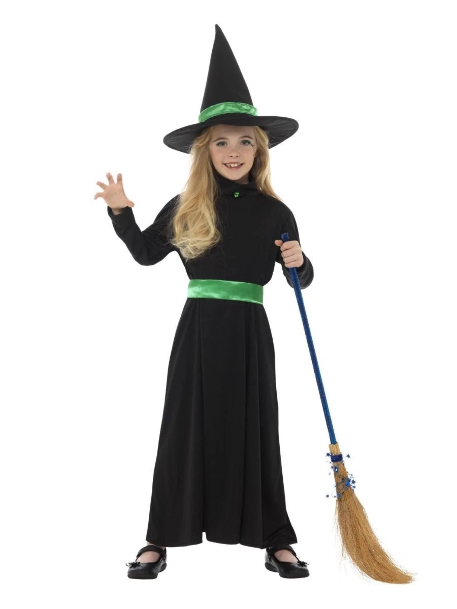 58" Black and Green Wicked Witch Girl Child Halloween Costume Large