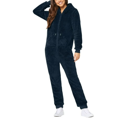 

Women s Fleece Onesie Loungewear Pajamas Winter Warm Fuzzy One Piece Romper Zipper Hooded Jumpsuit Sleepwear