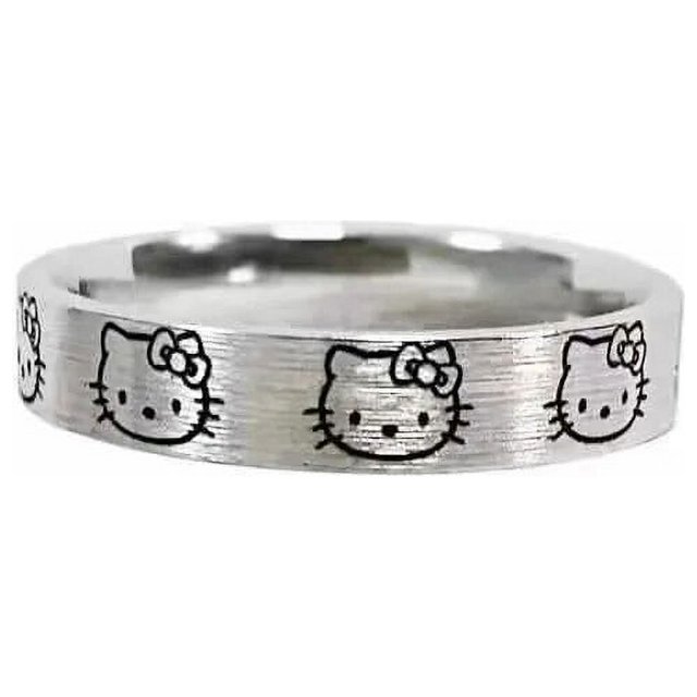 Anillos de Hello Kitty Kawaii para niñas y mujeres, joyería plateada, anillos de dibujos animados Kuromi, lindo anillo de Hello Kitty Kuromi para niñas, nuevo