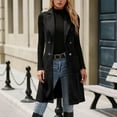 thumbnail image 2 of Women's Sleeveless Suede Long Vest Casual Lapel Open Front Duster Vest Color: Black Size: XL, 2 of 9
