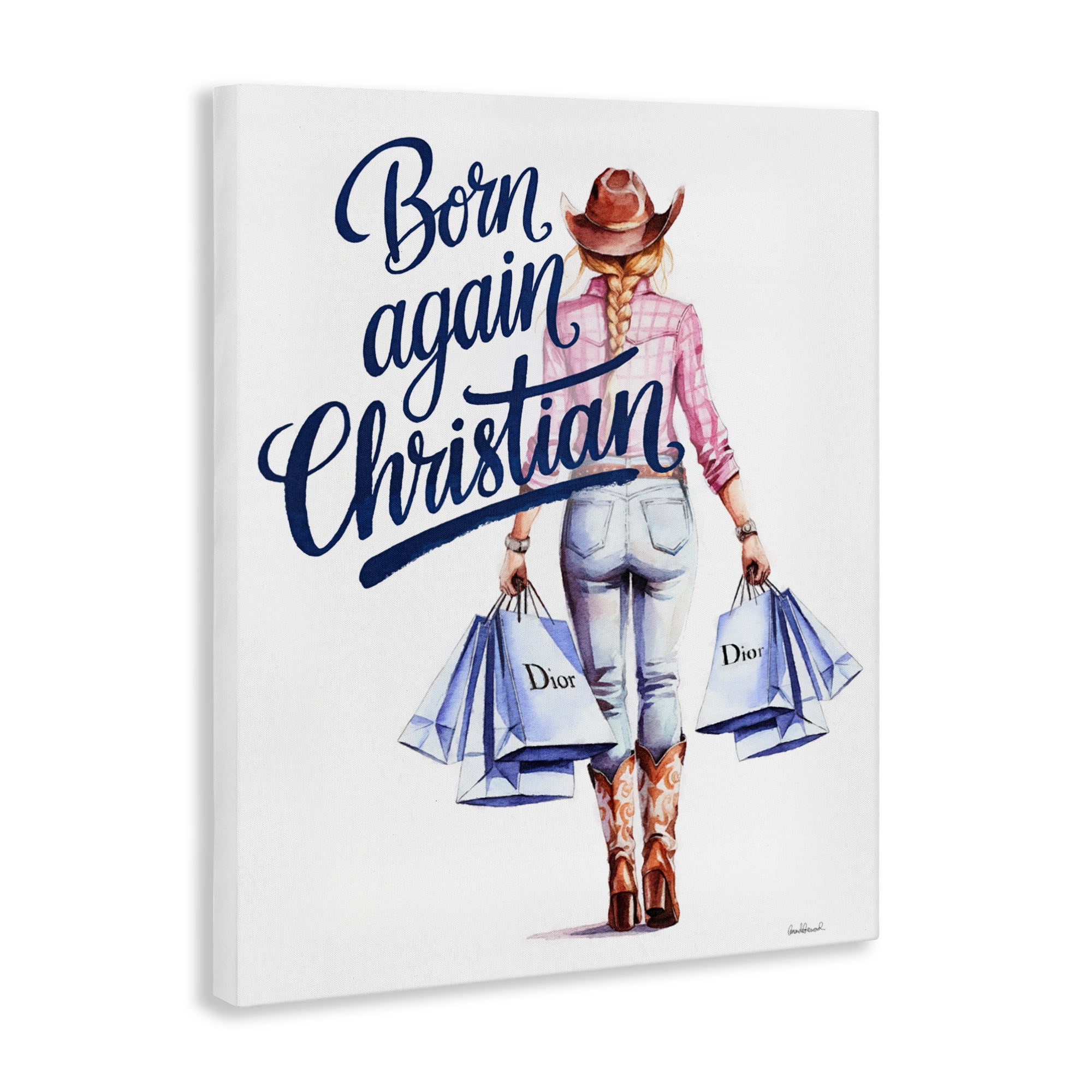 Born Again Christian Cowgirl Canvas Wall Art, design by Amanda Greenwood