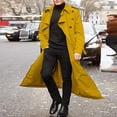 thumbnail image 5 of HAXMNOU Men's Classic Lapel Long Trench Coat Jacket Windbreaker Outwear Casual Overcoat Yellow XXL, 5 of 5