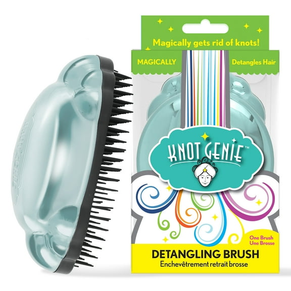 Knot Genie Detangling Hair Brush for Kids (Peaceful Powder) | Perfect Detangling Brush for Curly Hair, Gently Separate Tangles, Leaves Hair Smooth and Shiny | The Pain-Free Knot Detangler