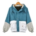 thumbnail image 1 of GDREDA Veste à Capuche Ample en Velours Côtelé pour Femmes, Manches Raglan, Coupe-Vent, Bleu, m, 1 of 3