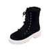 thumbnail image 1 of NECHOLOGY Botas Mujer Adulto Femenino Zapatos Botines para mujer Botas de suela gruesa cálidas de felpa con cabeza redonda y cordones de ante de color sólido a la moda para mujer (Black, 7.5), 1 of 6