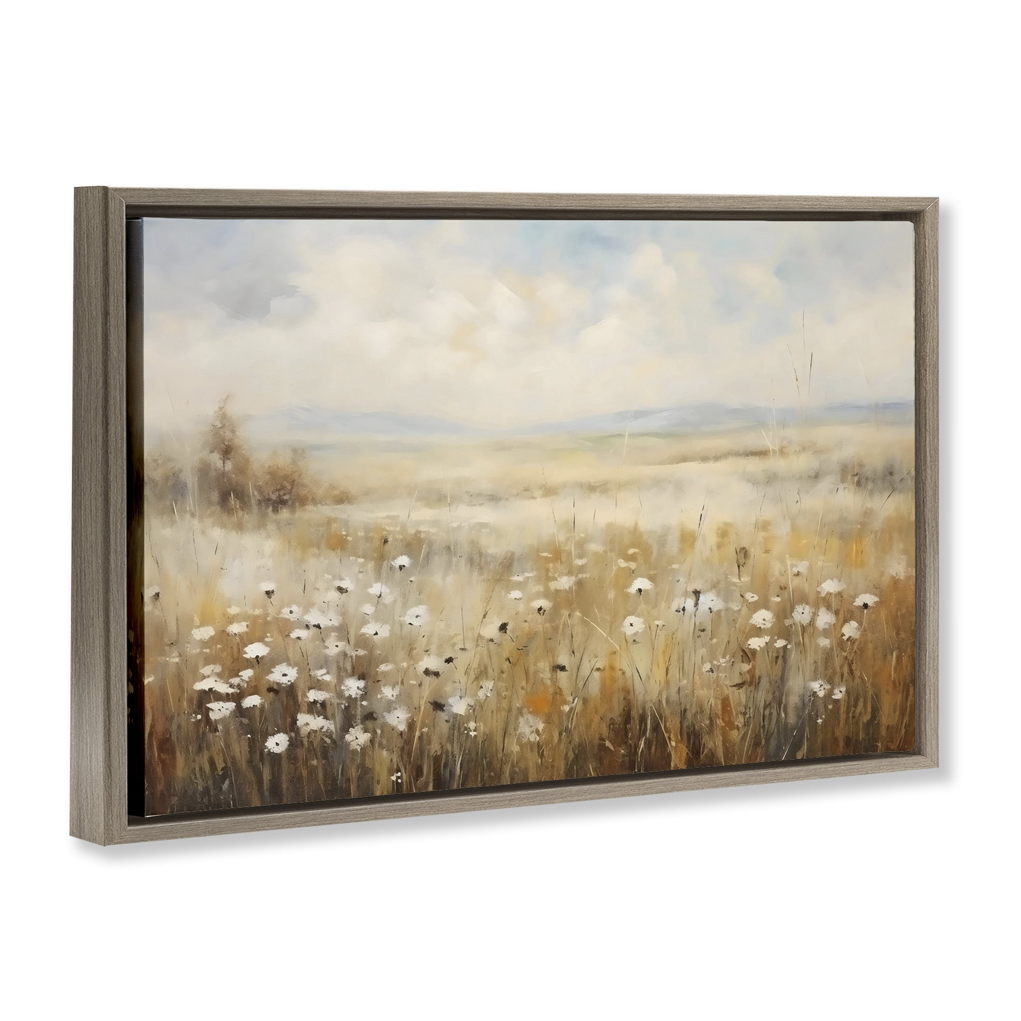 Stupell Industries Neutral Land Calmness Brown Framed Floater Canvas Wall Art, design by Creative Studio