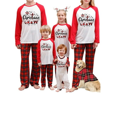 

Peyakidsaa Matching Family Pajamas Sets Christmas Pjs Letter Print Top and Plaid Pants Jammies