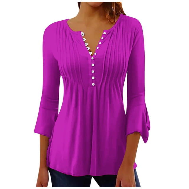 Birdeem T-Shirt Mode Femme Imprimé Manches 3/4 Blouse Col en V Hauts Décontractés