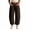 Coffee, variant on Women's Barrel Cropped Pants Button Fly High Waist Straight Trousers with Deep Hand Pockets for Outdoor Garden Outings