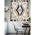 thumbnail image 5 of Sheer Curtains 72 Inches Long, Boho Black Brown Light Filtering Window Curtains for Living Room, Retro Geometric Southwestern Ethnic Rod Pocket Voile Sheer Curtain Drapes, 52"W x 72"L, 2 Panels, 5 of 8