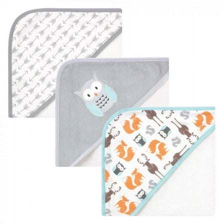 Hudson Baby Infant Unisex Cotton Rich Hooded Towels, Owl, One Size