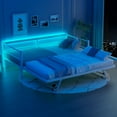 thumbnail image 3 of Euroco Metal Daybed with Trundle and LED Light, Twin, Solid Platform Bed with Pop up Trundle Bed for Bedroom, 3 of 9