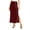 Wine, variant on Women’s Satin Midi Skirt High Waist Side Slit Elegant Straight Fit Skirt Lightweight Silky Fabric Suitable for Daily Wear Dark Blue XL