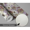 thumbnail image 5 of S4sassy Self-Stick Decorative Wallpaper, Pastel Peach Blossom Print Wall Paper, Textured Vinyl Waterproof Contact Paper, Purple,25"x60" Removable Renter Friendly Wall Covering For Bedroom, Livingroom, 5 of 8