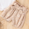 thumbnail image 6 of mgoYE Baby Girl Clothes 0-3 Months Newborn Infant Girl Clothes Rib Knit Romper Daisy Print Shorts Headband Baby Summer Clothes 0 3 6 12 18 24 Months(Khaki,12-18 Months), 6 of 7