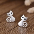 thumbnail image 3 of EOEMY Fashion 925 Silver Plated Cat Animals Earrings Ear Stud Women Party Jewelry Gift, 3 of 6