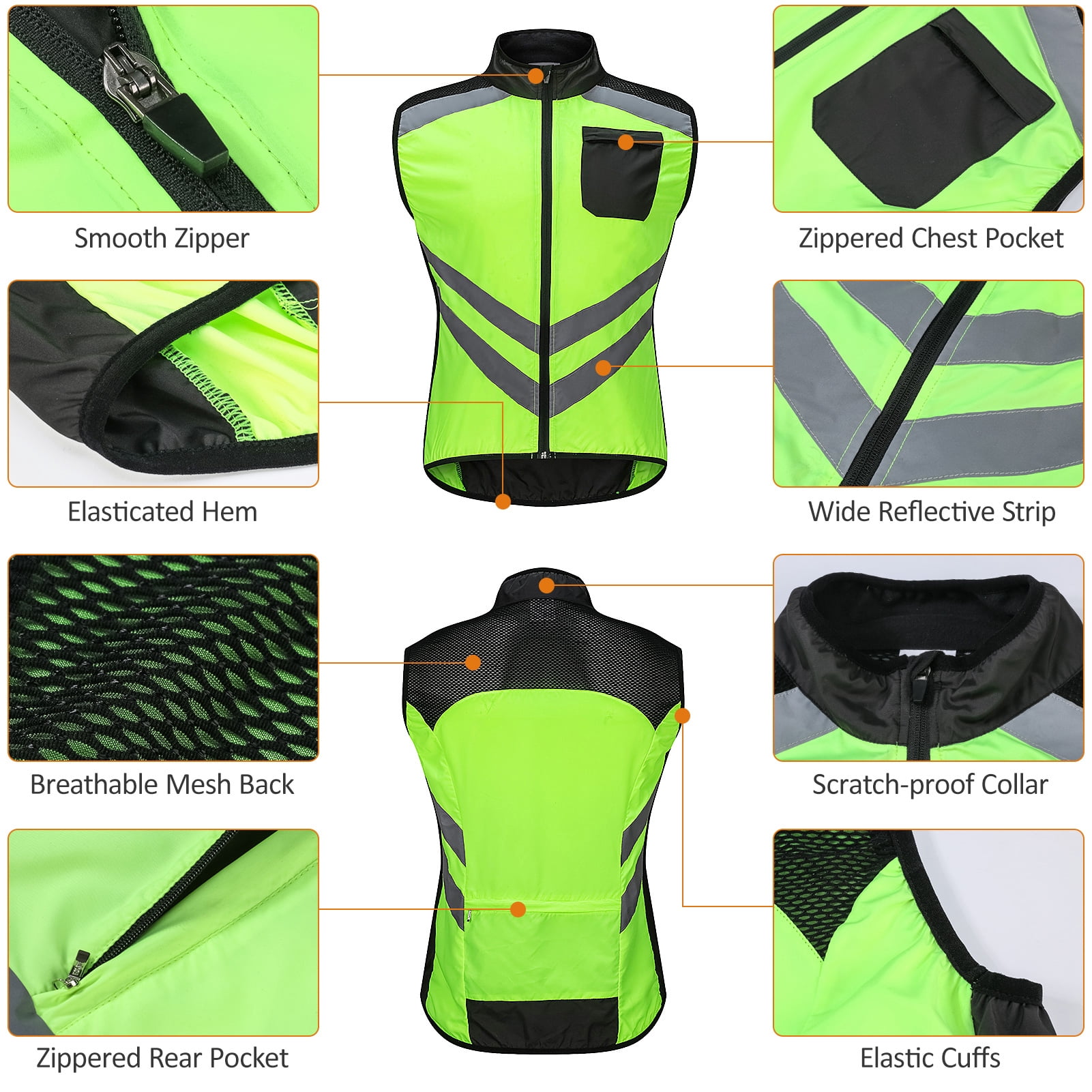 Vest Men Cycle Vest Foldable Quick Dry Breathable Reflective Sports Safety Bike Vest For Riding Running Jogging Hiking