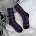 thumbnail image 5 of Haiem Purple Black Plaid Pattern Crew Socks – Soft & Durable Moisture-wicking Socks, Stay-Up Fit for Business, Work, and Casual Wear Size 5-11, 5 of 6