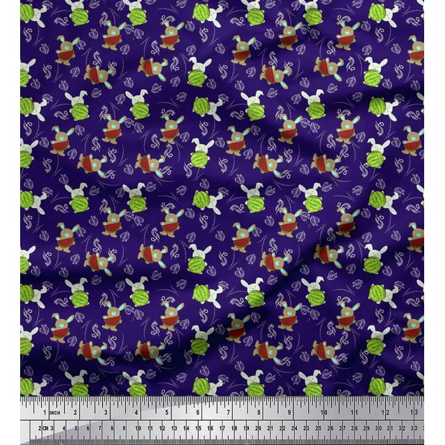 Soimoi Cotton Jersey Fabric Leaves,Watermelon & Rabbit Kids Print Fabric by The Yard 58 Inch Wide