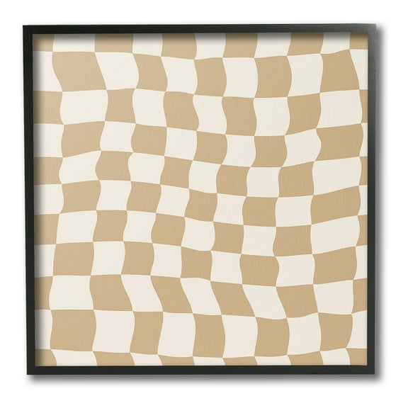 Stupell Industries Wavy Checkered Pattern Abstract Painting Black Framed Art Print Wall Art, 12 x 12