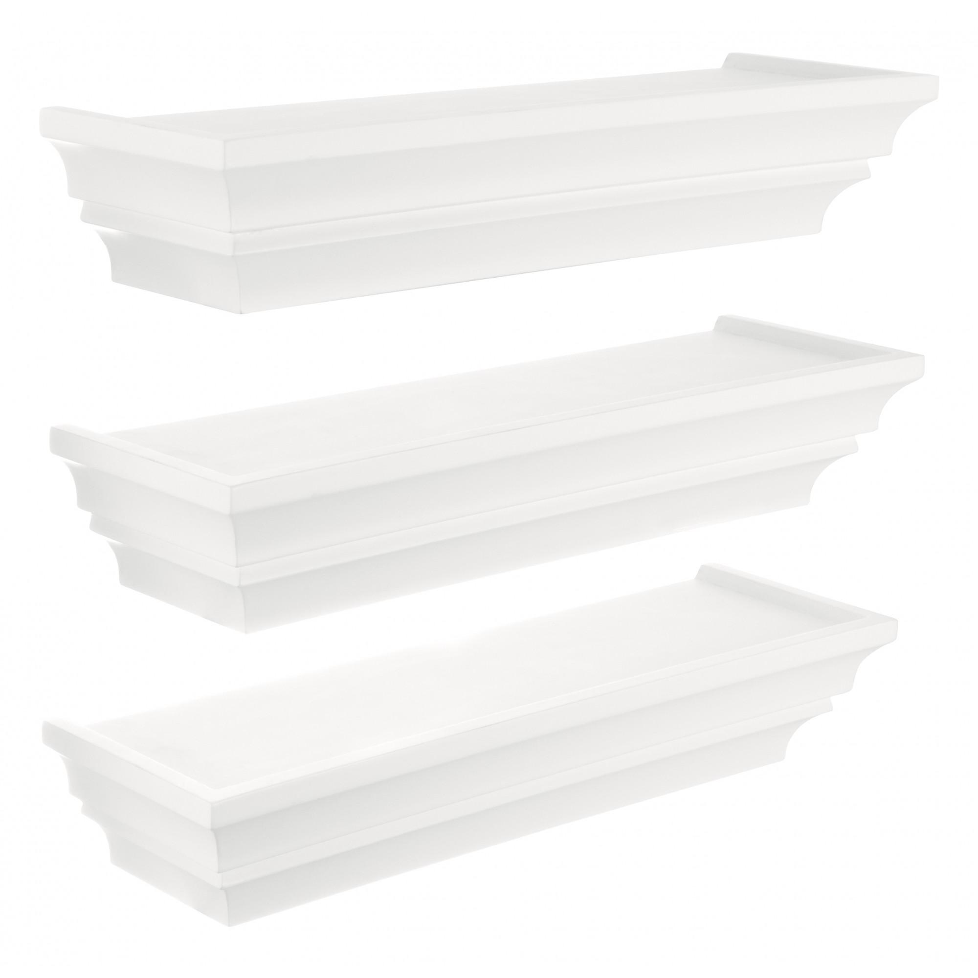 kieragrace KG Madison Contoured Floating Wall Shelf - White, 16", Set of 3