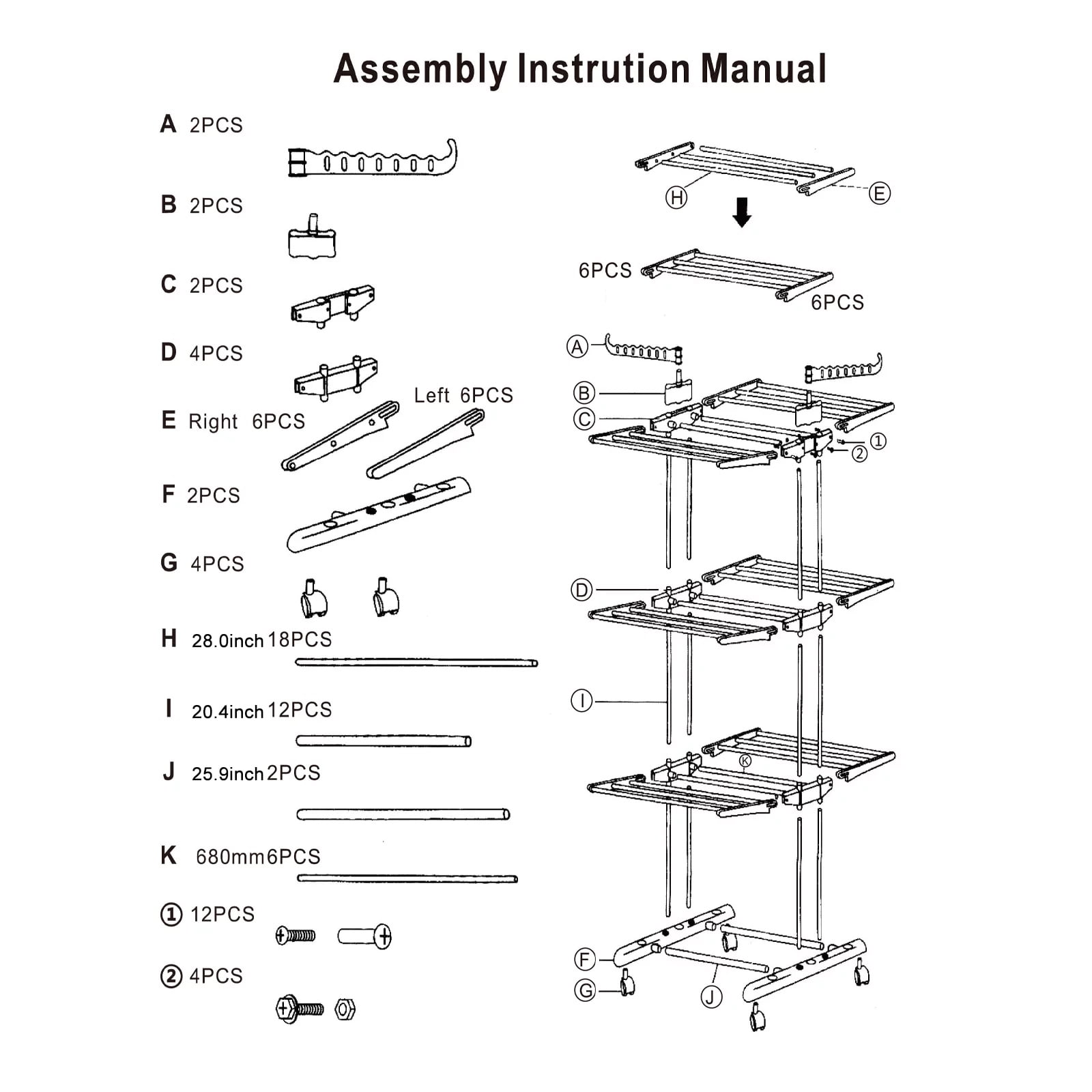 Homemart Clothes Drying Rack, 4-Tier Foldable Laundry Drying Rack, Stainless Steel Garment Clothes Dryer Indoor or Outdoor Standing Clothing Rack with Wheels