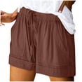 thumbnail image 3 of Ichuanyi Womens Comfy Drawstring Splice Casual Elastic Waist Pocketed Loose Shorts Pants, 3 of 8