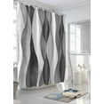 thumbnail image 3 of Gray Ripple Shower Curtain, Abstract Gradient Watercolor Modern Waterproof Shower Curtain Set with 12 Hooks Lightweight Washable Fabric Shower Curtains for Bathroom 72x78 Inches, 3 of 6