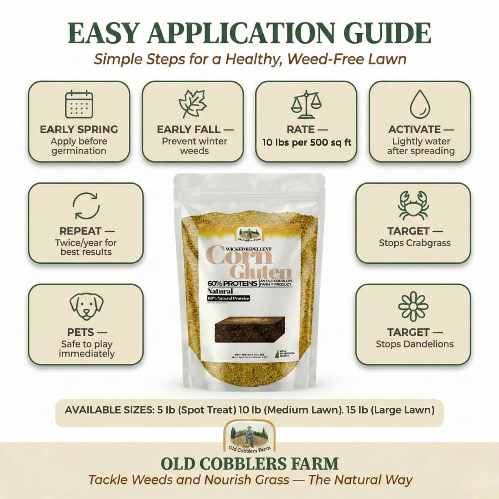 Old Cobblers Farm Organic Corn Gluten Fertilizer, Non Gmo, 15lb