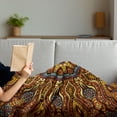 thumbnail image 3 of Ethnic Soft Flannel Fleece Throw Blanket, Mosaic Like Warm Colored Design with Floral Swirls Image Print, Cozy Plush for Indoor and Outdoor Use, 70" x 90", Marigold Yellow, by Ambesonne, 3 of 5