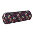 thumbnail image 1 of Easygdp Roses Skulls para Estuche de Lápices Cilíndrico de Cuero con Cremallera, Organizador de Lápices de Cuero para Escuela, Oficina y Viajes, 1 of 6