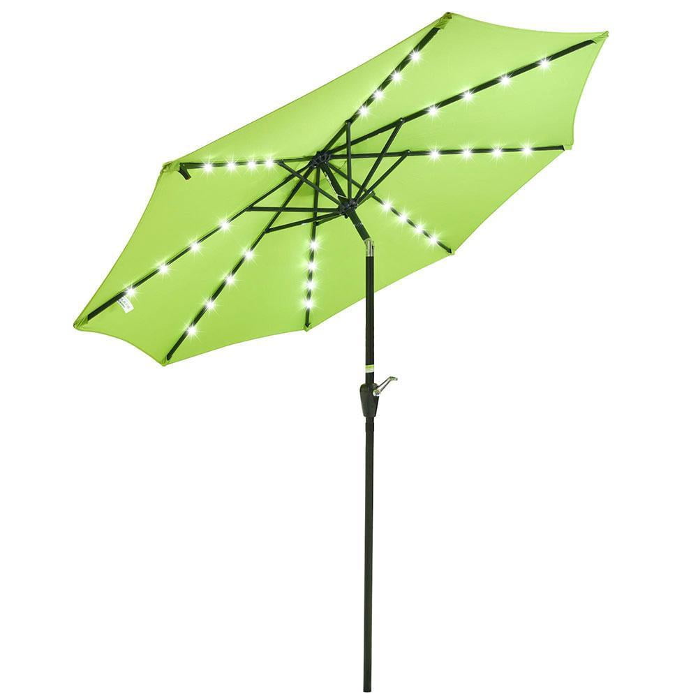 9 Foot Solar Powered Aluminum Polyester Led Lighted Patio Umbrella W Tilt Adjustment And Fade Resistant Fabric Led Umbrella Green Walmart Com Walmart Com