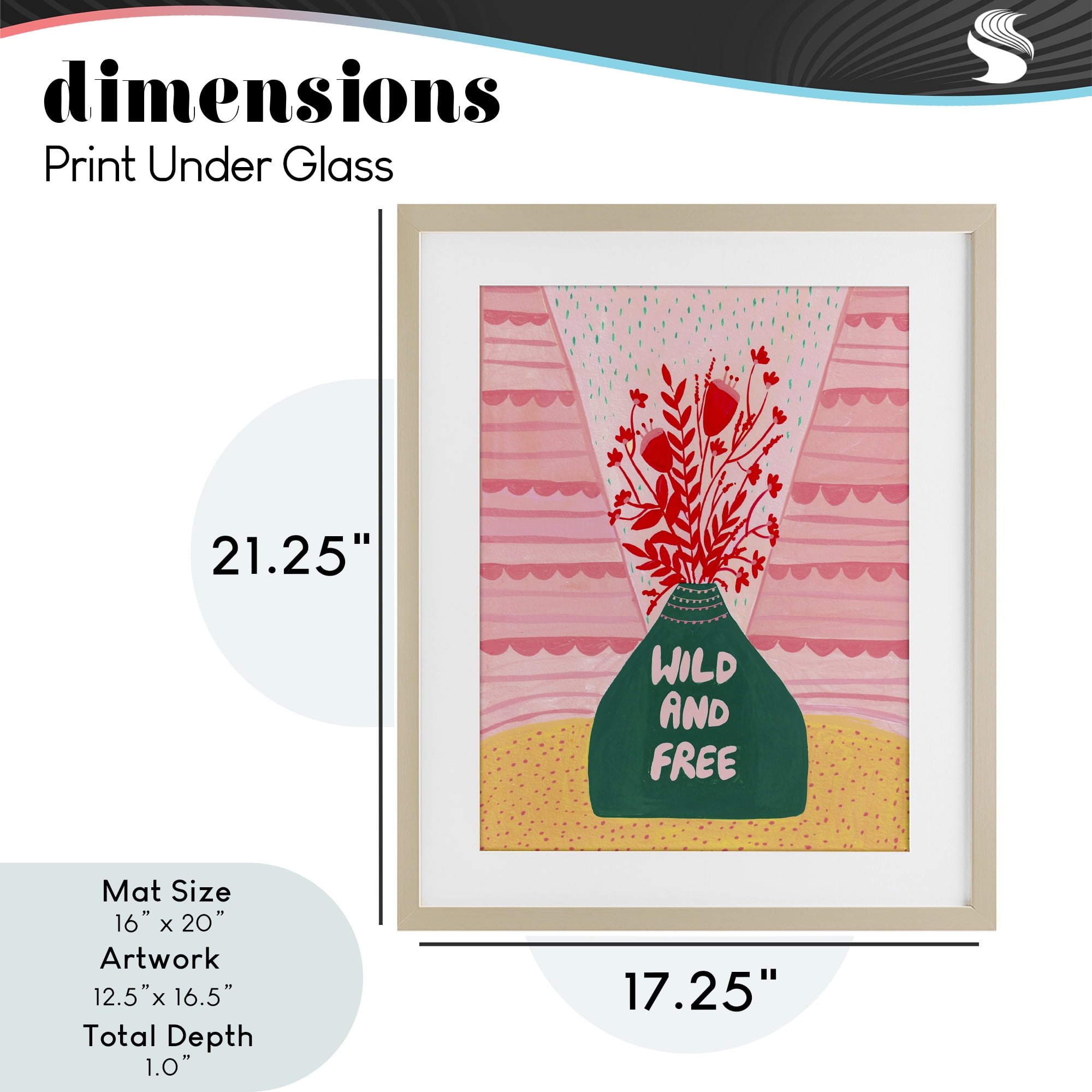 Midcentury Wild And Free Birch Framed Print Under Glass, design by Nabeela Rumi