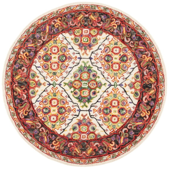 SAFAVIEH Trace Candelario Oriental Area Rug, Ivory/Red, 6' x 6' Round