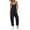 ☪043-Black, variant on Women's Solid Color Cross Front Strap Pocket Adjustable Buckle Jumpsuit Overalls - Functional One-Piece Romper with Customizable Fit for Effortless Style