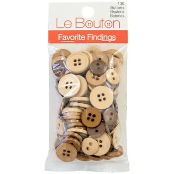 Favorite Findings Natural Assorted Sew Thru Buttons, 130 Pieces