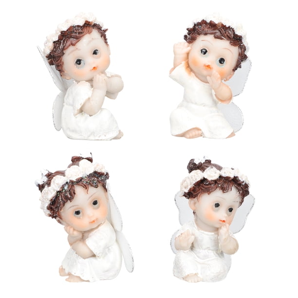 KAKOWELY 4 mini adornos de ángel de dibujos animados, decoración única para bodas.