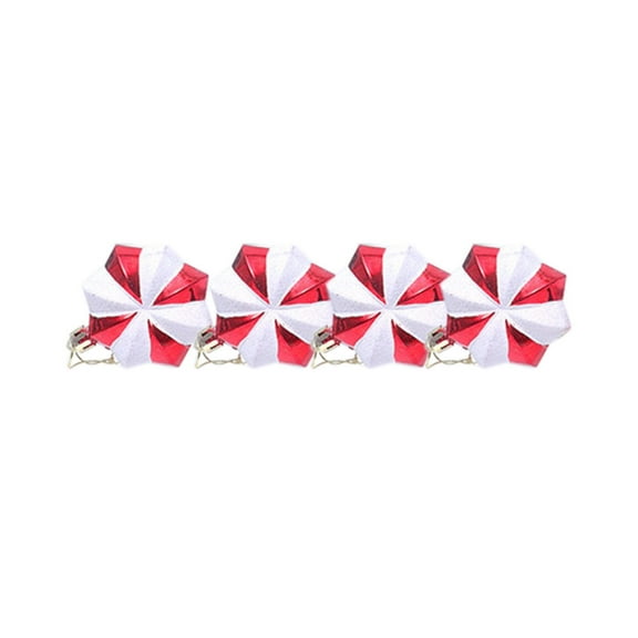 Zmeidao 6Pcs Red-White Candy Christmas Ornament, Shatterproof Christmas Ball Ornaments Set, Christmas Tree Hanging Plastic Decorations for Xmas Tree Home Wedding Party Supplies