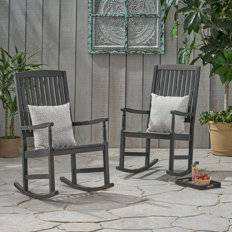 Mainstays Double Wood Outdoor Rocker Chair, Dark Brown, 51 OFF