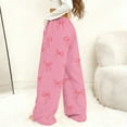 thumbnail image 5 of Simua Women's Valentine's Day Bow Print Flannel Plush Wide Leg Pants - Elastic Waist Side Pocket Casual Trousers S-XXL Festive Lounge & Daily Pants, 5 of 7