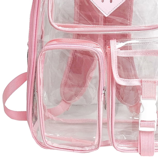 Mochila Transparente para Mujer Con Correa Ajustable PVC Exteriores () Rosa