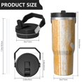thumbnail image 4 of 30oz Tumbler with Handle, Insulated Stainless Steel Cup with Flip Straw Lid, Leak-Proof & Cup Holder Friendly for Travel and Sports ,Wood Print, 4 of 6