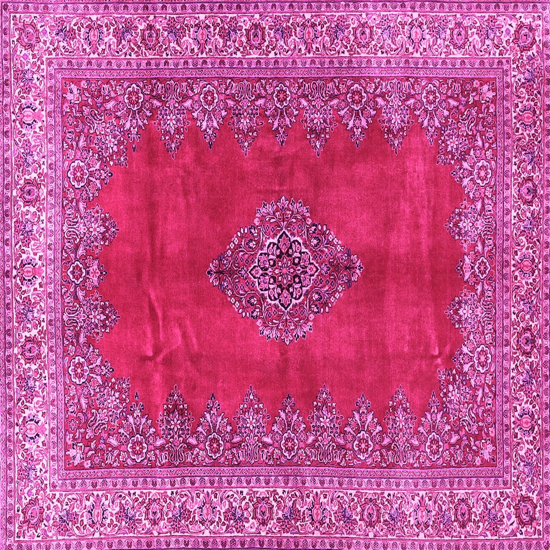 Ahgly Company Indoor Square Medallion Pink Traditional Area Rugs, 6 ...